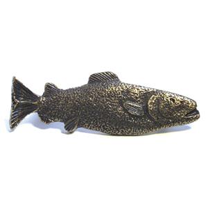 Emenee OR367-AMS Premier Collection Trout Handle 4-3/4x1-1/2 inch in Antique Matte Silver Wild Things Series